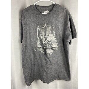Star Wars Mens Sz L Gray With Black Darth Vader Short Sleeve Graphic T-Shirt